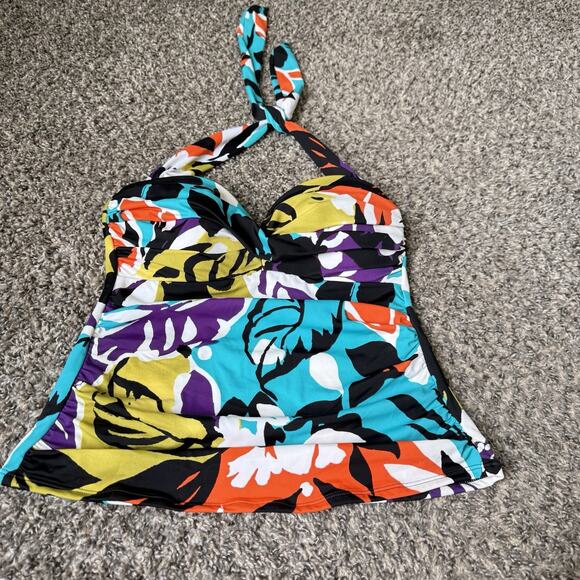 MiracleSuit Barcelona Multi Halter Floral Sweetheart Tankini Swimsuit Top Size 8 - Picture 2 of 6